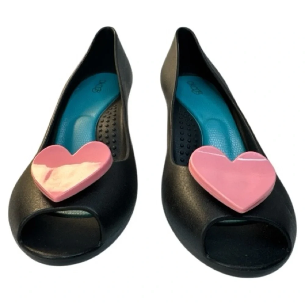 OKA b. Landon Black Wedge Peep Toe Hearts Size 10